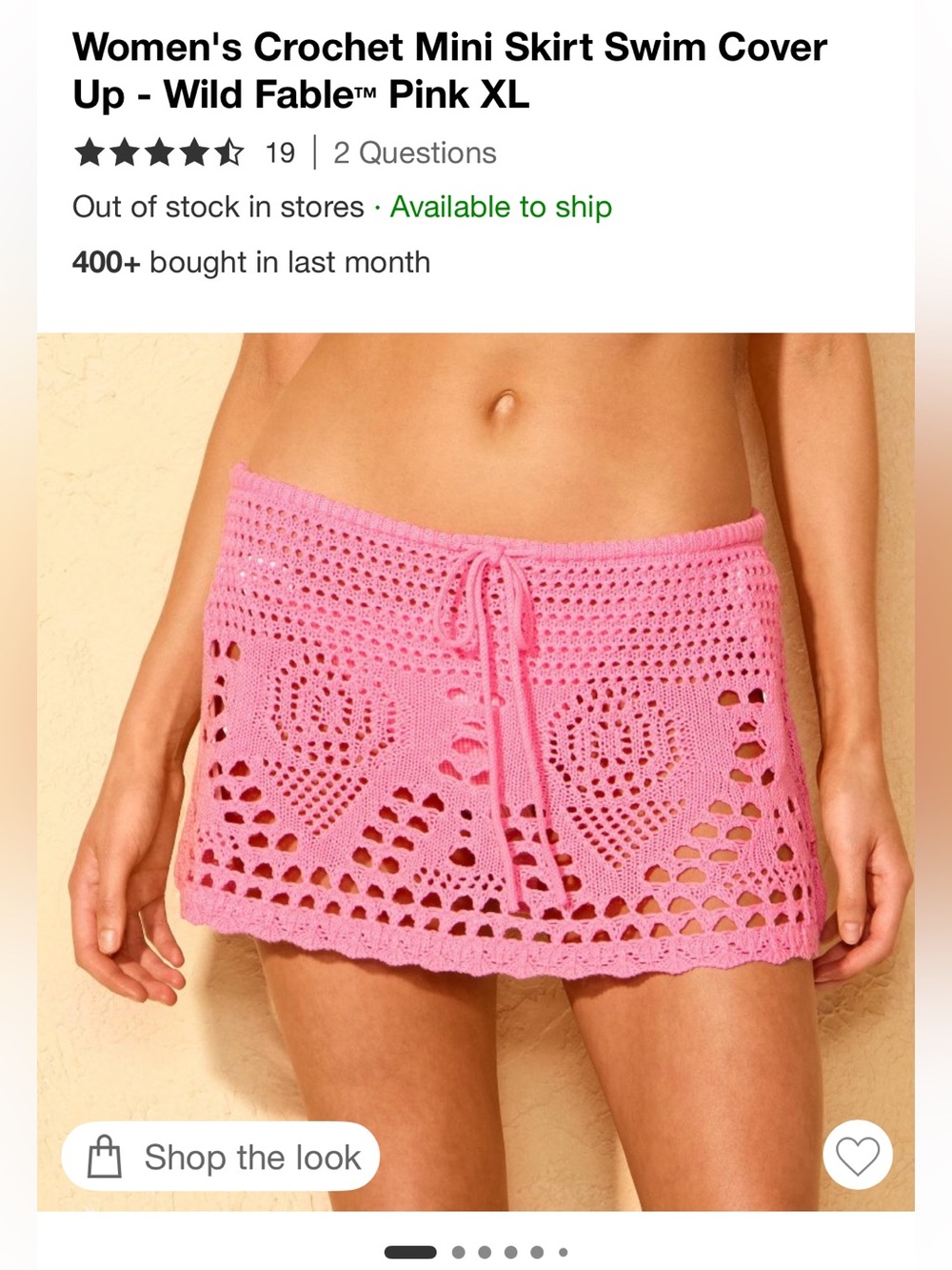 wild fable Pink Crochet Swimsuit Cover Up